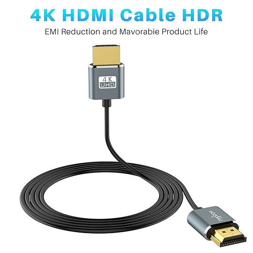 Twozoh Slim 4K HDMI Cable 1.6FT 3 Pack, Ultra Thin & Flexible Skinny HDMI to HDMI 2.0 Cord Support 4K/60HZ 18gbps Laptop, Monitor, PS5, PS4, Xbox One, Fire TV