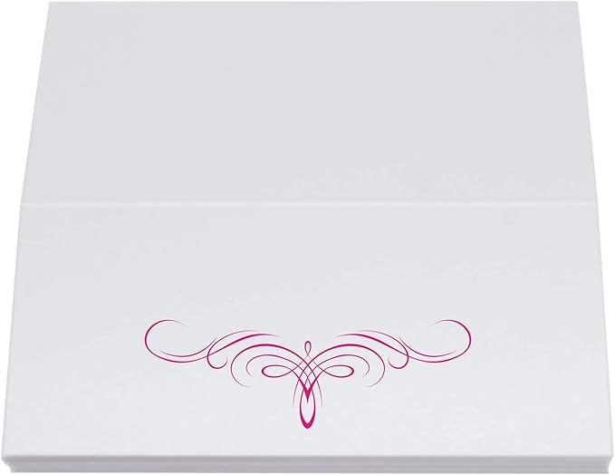 Decadent Flourish Place Cards, Fuschia (Choose Color), Set of 150, Pre-cut and Scored - Wedding, Party, Dinner, and Special Events - Made in the USA