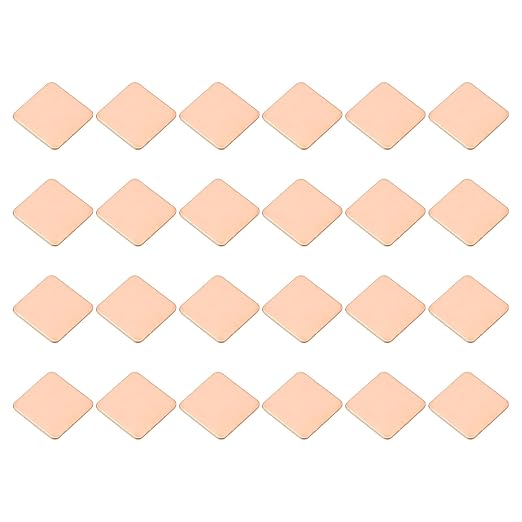 PATIKIL Copper Heatsink Pad Shims, 24 Pcs 15x15x0.6mm Copper Pad Shim IC Chipset GPU CPU Thermal Heatsink for Cooling Laptop Desktop Computer