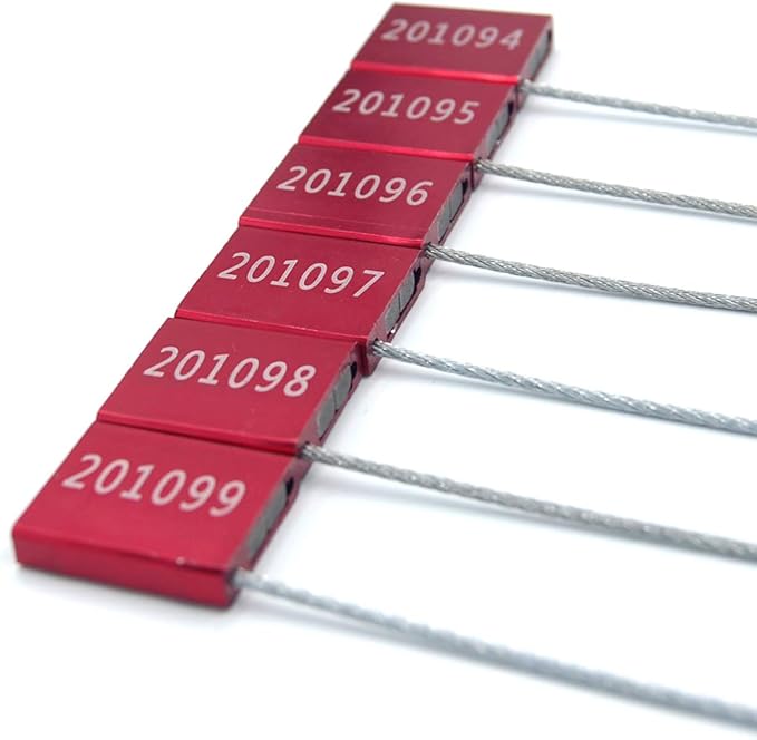 LeadSeals(R) 500 Red Steel Cable Seals - Metal Security Tags - Truck Trailer Seal - Anti-Tamper - Pull-Tite - ISO 17712