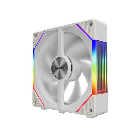 GAMDIAS AEOLUS P2-1203 120mm ARGB PWM Fan (3 Pack, no Hub), Include Reverse Fan Blade x3 & Controller, ARGB Sync, Easy Installation & Cabless Daisy-Chain Design, Silent Operation, Up to 2400RPM, White