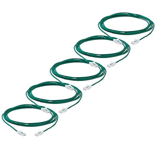 TRUECABLE Cat6 Component Rated Patch Cable, Unshielded (U/UTP), 14ft, Green, 28AWG Solid Copper, Snagless 10G High-Speed Ethernet Cable, PoE++ 4PPoE 100W, UL Listed, RoHS-3, 5 Pack
