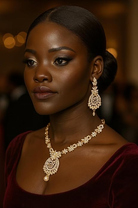 Touchstone Indian jewelry sets for women maang tikka wedding guest gold necklace bollywood jewellery set pageant elegant prom bride accessories western crystal chunky rhinestone necklaces