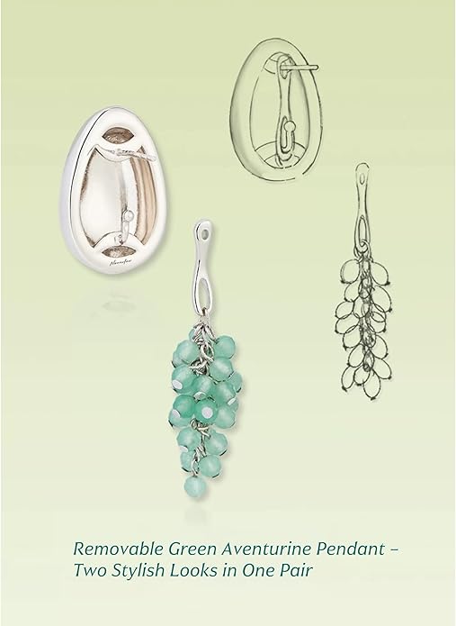DISTANT DRUMS Simple Natural Green Aventurine Stone Jewelry Set for Women,Hoop Earrings,Bracelet,Necklace,18K Gold-plated Spiritual Gift,Fortunate Stone Jewelry,Choker