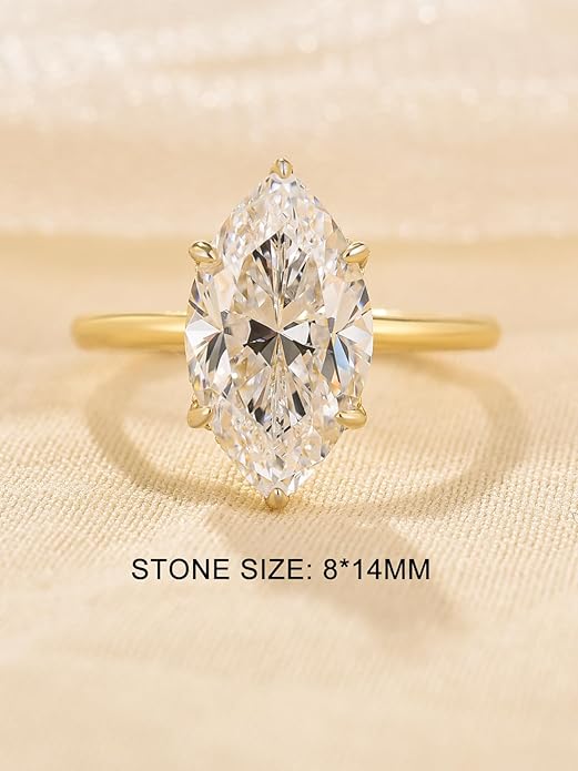 3.5CT Marquise Cut Engagement Ring, AAAAA Grade Cubic Zirconia Promise Ring for Women, S925 Silver Bridal Wedding Jewelry