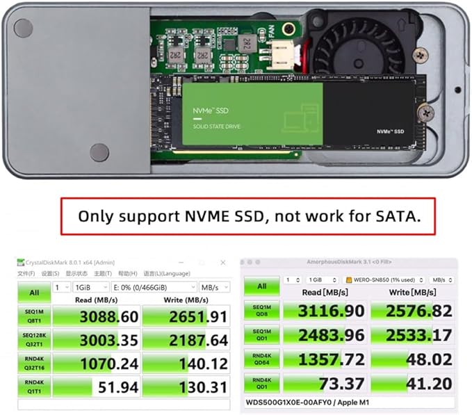 CY USB4.0 Type-C USB4 40Gbps to PCI-E 4.0 X4 SSD NVME NGFF M-Key Enclosure USB-C 20Gbps ASM2464 Chipset