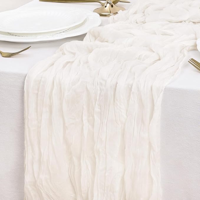 Ivory Table Runner Cheesecloth Table Runner 10FT Farmhouse Table Runners 120 Inches Fall Table Decor Dining Room Centerpiece Wedding Boho Baby Shower Birthday
