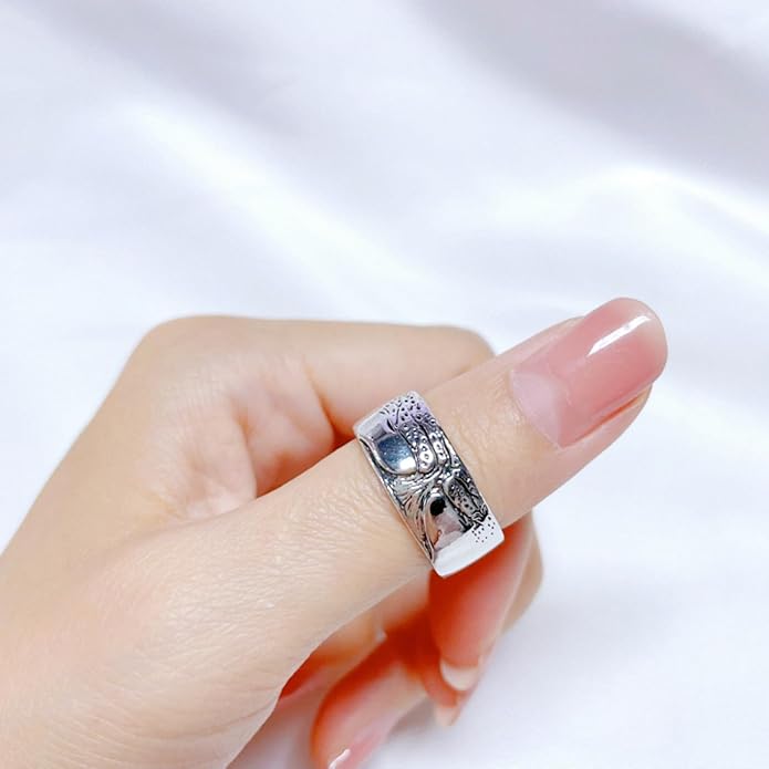 Women Tree of Life Lucky Flower Wide Band Ring Gold Pink Opal Green Enamel Resin Plated Dainty Tree Rhinestone Statement Thumb Index Full Finger Chunky Ring Party Crystal Vintage Jewelry
