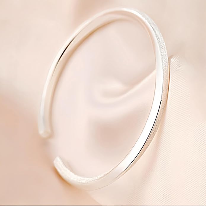 925 Sterling Silver Cuff Bangle Bracelets Adjustable Open Bangles, Fashion Jewelry Simple Adjustable 925 Silver Bangles for Women Mom Wife