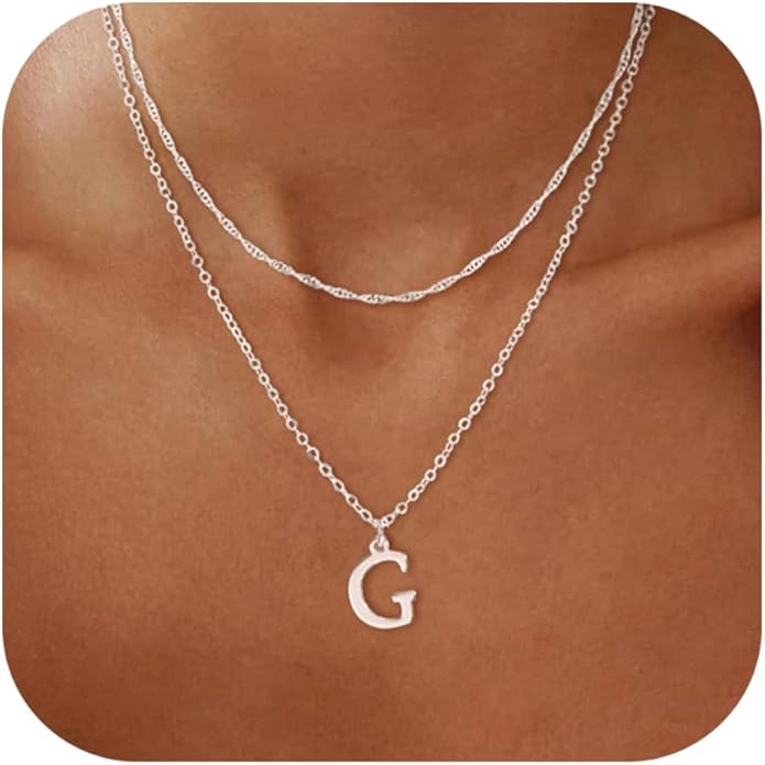 14K Gold Plated Initial Necklaces for Women Dainty Layered Letter Pendant Necklace Cute Choker Necklace Gift Trendy Stuff Personalized Jewelry Stack for Women Her