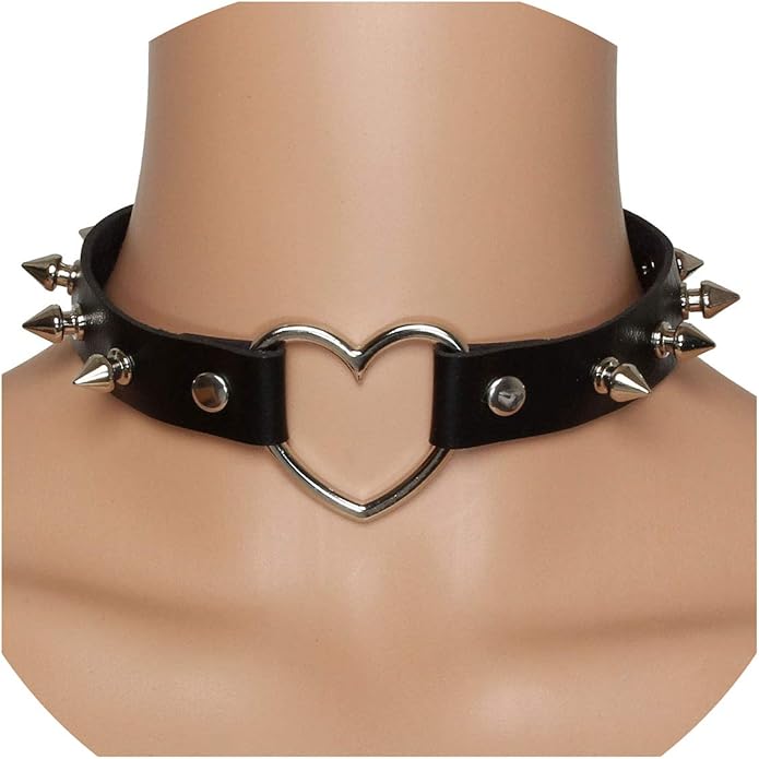 Eigso Vintage Punk Goth Studded Rivet Pu Leather Collar Choker Necklace with Spikes Adjustable