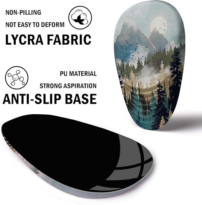 Ergonomic Mouse Pad with Wrist Rest Support, Memory Foam & PU, Forest Sunrise