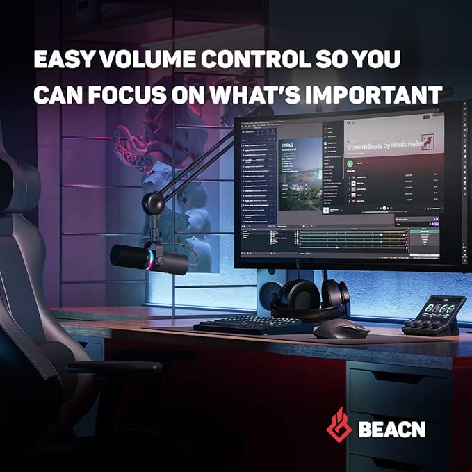 BEACN Mix - USB C Windows Audio Controller with a Beautiful 5” Color Display and 4 Smooth Push-Button encoders for Streaming, Gaming, Podcasting, and Work from Home Applications (Dark)