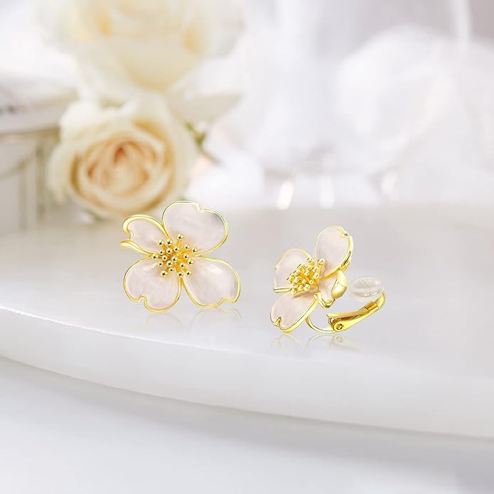 Clip on Earrings Women, 14K Gold Plated Earrings for Sensitive Ears, Fashion Women's Earrings Jewelry Birthday Gift for Wife Grandma Daughter Girls on Christmas Thanksgiving