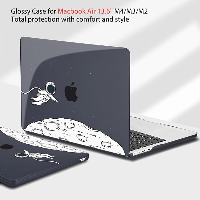 Teryeefi for M4 MacBook Air 13.6 inch Case 2022 2023 2024 2025 Release M3 A3113 M2 A2681 with Touch ID, Design Hard Shell Case+Keyboard Cover+Screen Protector+Type C Adapter, Floating Astronaut