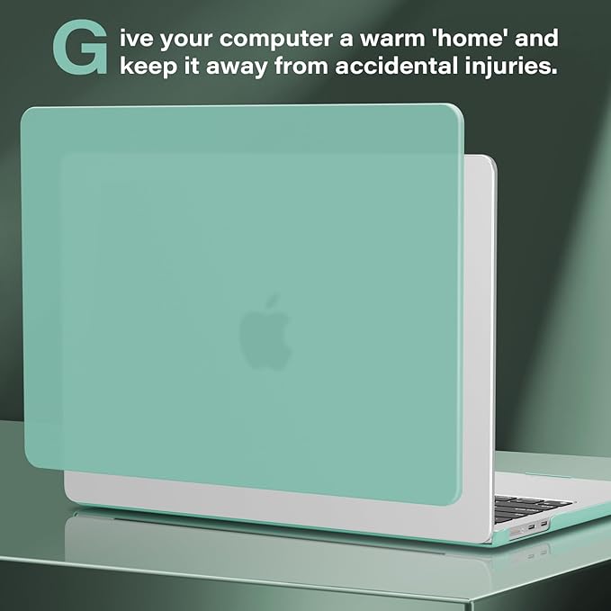CISSOOK Compatible with MacBook Air 13.6 Inch 2025 2024 2022 Model A3240 A3113 A2681, Plastic Hard Shell Case with Keyboard Cover USB Adapter for MacBook Air 13 M4 M3 M2 Chip, Frosted Green