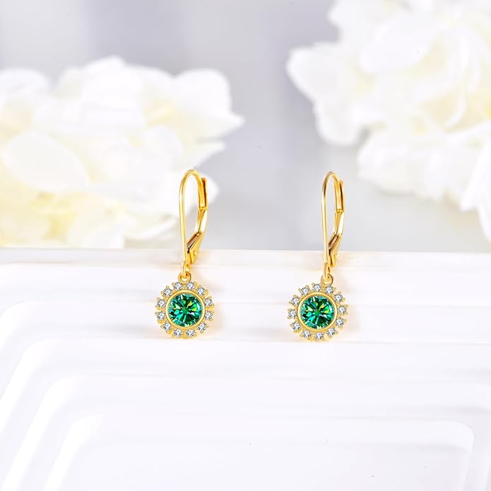 DOVRAN 10K 14K Solid Gold Leverback Earrings for Women Real Yellow Gold Filigree Dangle Earrings Trendy Jewelry Birthday Christmas Gifts for Wife Mom