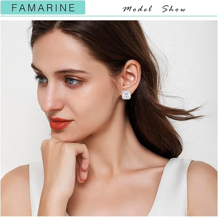 FAMARINE CZ Clip on Earrings for Women Clip Earring Non-pierced Earrings