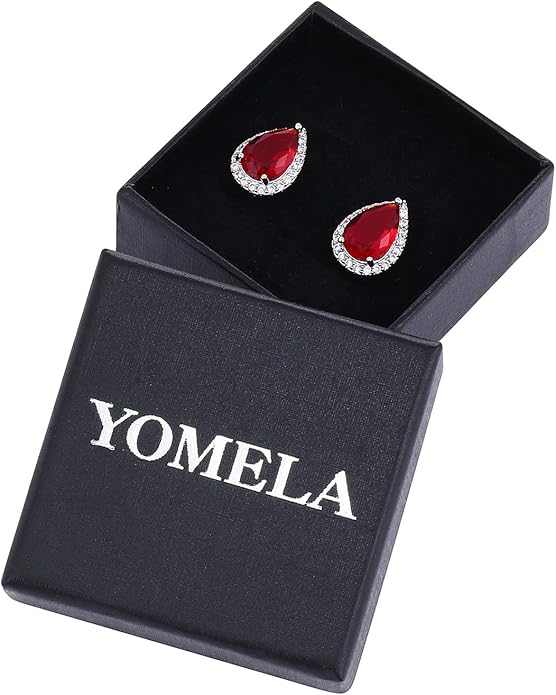 YOMELA Cubic Zirconia Earrings Studs, Halo CZ Birthstone Simulated Diamond Stud Earrings for Women