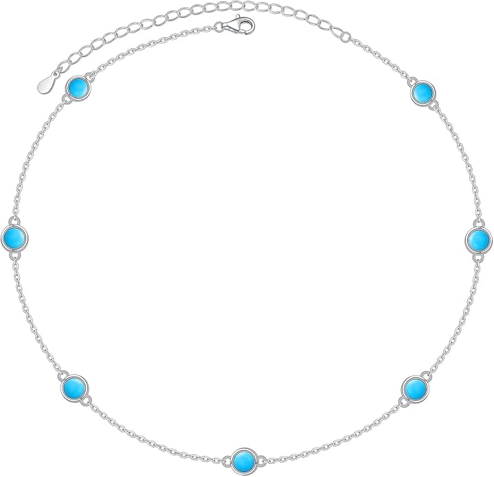 FLYOW S925 Sterling Silver Dainty Butterfly/Moonstone/Turquoise/Agate/Circle Choker Necklace Short Dainty Layered Pendant Necklace Jewelry for Women Girls