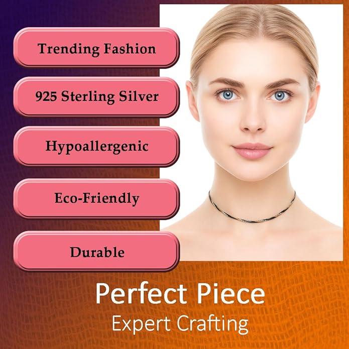 925 Sterling Silver Chain, Italian-Made Jewelry Set with Gold Tone Accent (Luxurious Leather Gift Box Included)