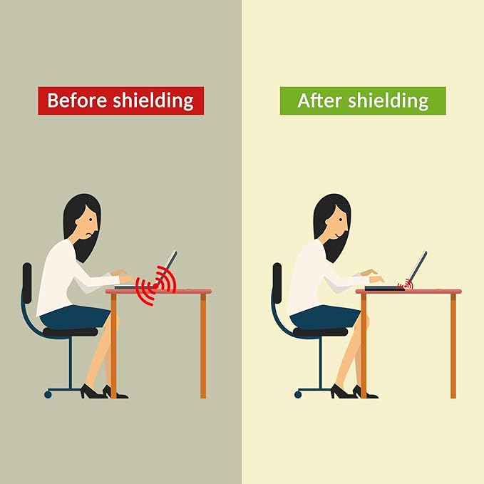 QRFDTSOQY Laptop Pad Protection, Radiation Shielding Pad, Multi-Layer EMI Blocker, Suitable for Laptops, Tablets, Notebooks, Ipad, Cell Phones, Black, Aluminum Cooling