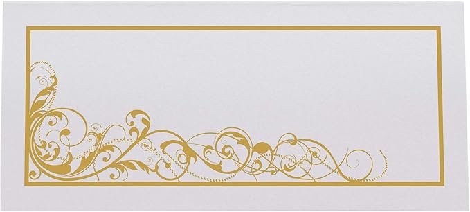 Scribble Vintage Swirl Printable Place Cards, Gold (Choose Color), Set of 150 (25 Sheets), Laser & Inkjet Printers - Wedding, Party, Dinner, and Special Events - Made in the USA