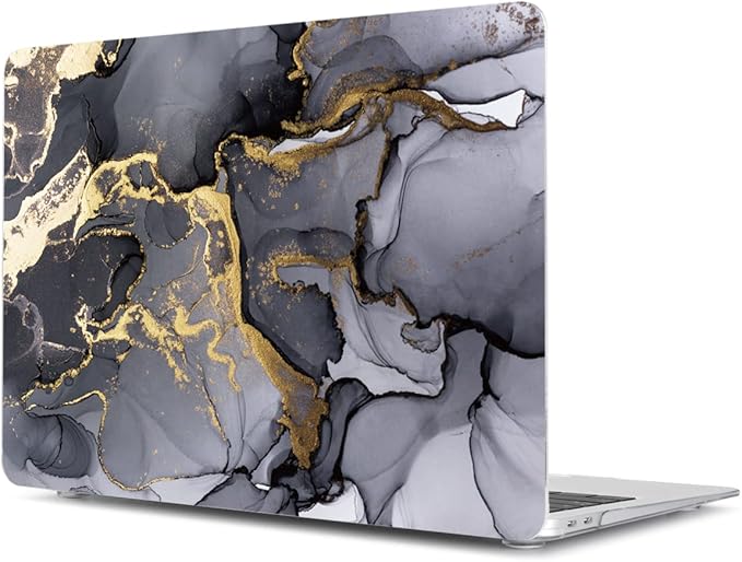 Teryeefi Compatible with 2018 2019 2020 MacBook Air 13 inch Case M1 Chip A2337 A2179 A1932 Retina Display Touch ID, Plastic Hard Shell & Keyboard Cover & Screen Protector,Gray Marble