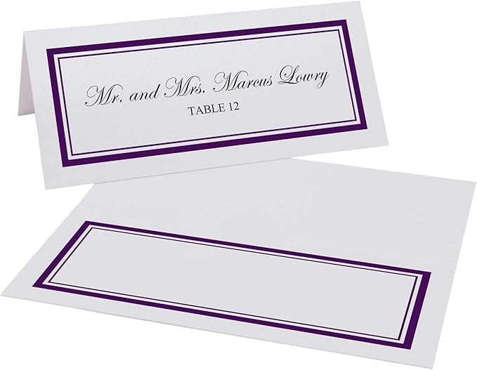 Double Line Border Place Cards, Eggplant (Choose Color), Set of 150, Pre-cut and Scored - Wedding, Party, Dinner, and Special Events - Made in the USA