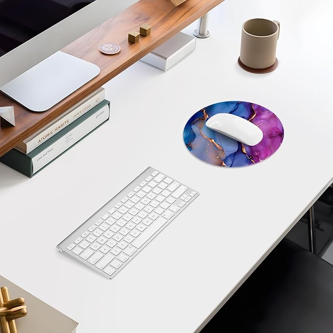 ITNRSIIET Mouse Pad Non-Slip Rubber Base Smooth Surface Stitched Edges Waterproof Durable Compatible with All Mice for Office & Gaming, Desk Accessory, Diameter 8.7 inch, LiquidGold