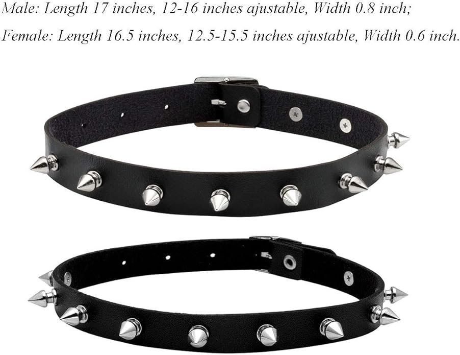 Eigso Vintage Punk Goth Studded Rivet Pu Leather Collar Choker Necklace with Spikes Adjustable