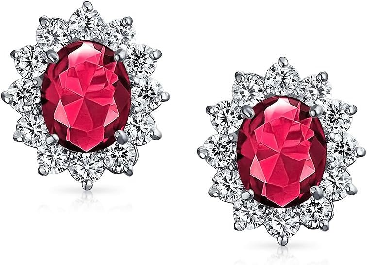 Traditional Classic Bridal Simulated Gemstones Cubic Zirconia AAA CZ Halo Crown Oval Stud Clip On Earrings For Women Wedding Non Pierced Ears Rose Gold Silver Plated