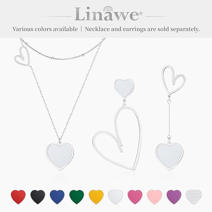 Linawe Layered Choker Heart Pendant Necklace for Women Trendy, Gold/Silver/Rose Gold Chain Stainless Steel Stacked Necklaces, Double Heart Necklace Y2K Preppy Jewelry