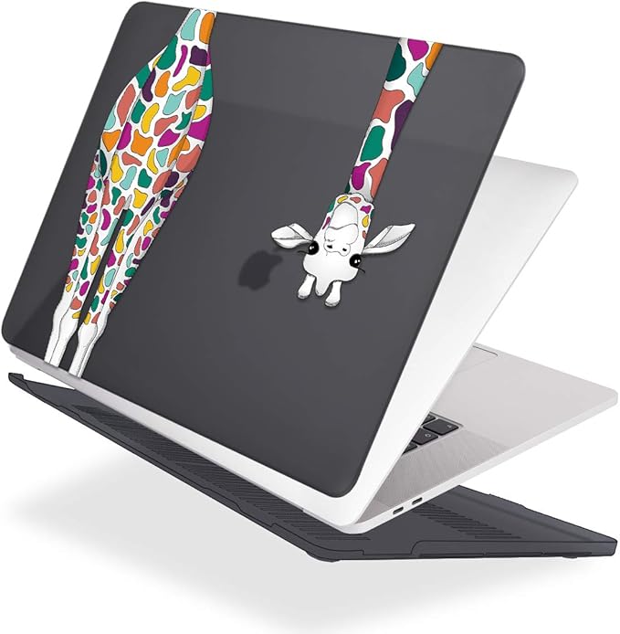 Mektron for MacBook Pro 16 Case A2141 2020 2019 Release, Matte Black Colorful Giraffe Smooth Hard Shell Cover 16 inch Laptop Case w/Keyboard Skin & Screen Protector & Dust Plug