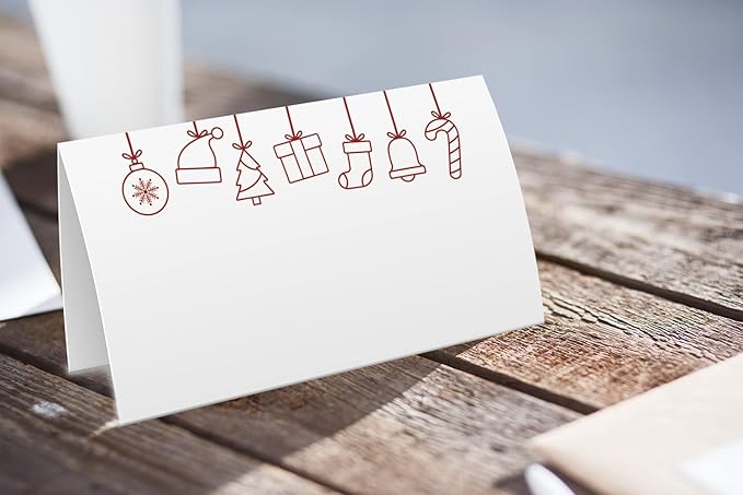 Christmas Food Tent Labels (25 Pack) - Table Place Cards - Perfect for Banquet, Buffet Food Label, Party