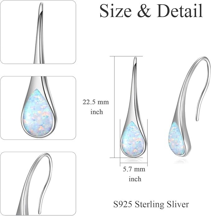 925 Sterling Silver Small Pear-Shaped Modern Style Hook Earrings with Crystals from Austria