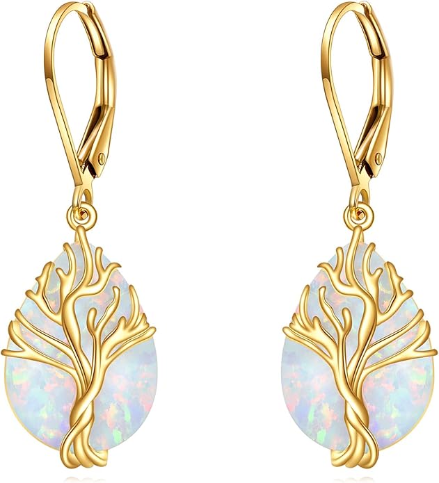 DOVRAN 10K 14K Solid Gold Leverback Earrings for Women Real Yellow Gold Filigree Dangle Earrings Trendy Jewelry Birthday Christmas Gifts for Wife Mom
