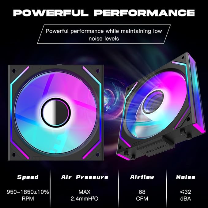 Jungle Leopard Interstellar V2 120mm Case Fan Infinity Mirror Module Daisy-Chain ARGB Fan Triple Pack with Controller Suitable for Computer Case & 360mm AIO Cooler(Black-3pack)