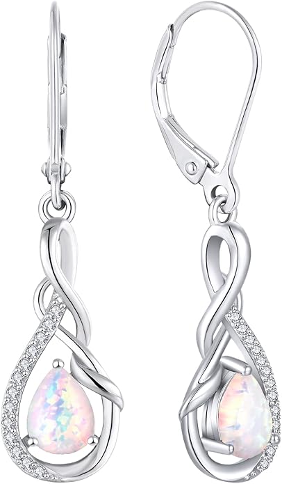 Starchenie Infinity Dangle Drop Earrings Sterling Silver Leverback Earrings Gemstones Twisted Jewelry