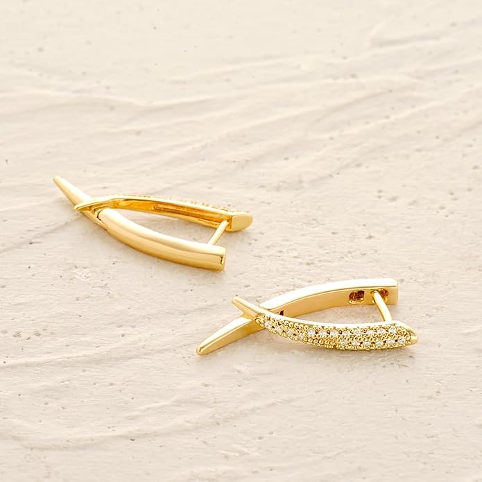 MYEARS Women Earrings Gold Huggie Hoop Ear Stud Cuff 14K Small Simple Hypoallergenic Everyday Jewelry