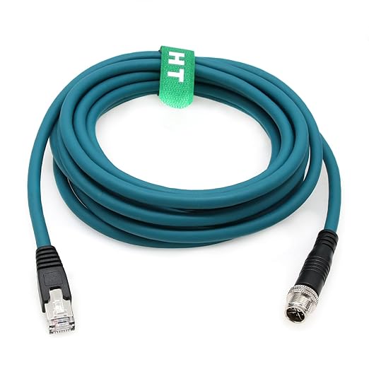 M12 8 Pin X-Code RJ45 GigE Ethernet Network Cable CAT7e for Cognex Basler Baumer Industrial Camera Sensor Barcode Reader PLC PC Router 30M