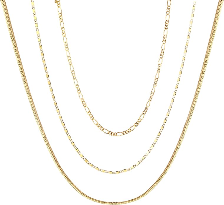 wgoud Gold Necklace for Women Waterproof,14K Real Gold Plated Herringbone Choker Necklace for Women Trendy, Dainty Gold Chain Necklaces Stack,Simple Layered Gold Necklaces for Women Jewelry Gifts
