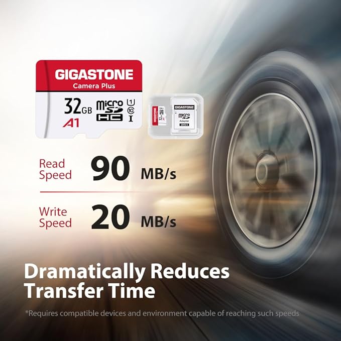 GIGASTONE Micro SD Card 32GB 10-Pack, Camera Plus, MicroSDHC Memory Card for Camera, Wyze Cam, Roku, Full HD Video Recording, UHS-I U1 A1 Class 10, up to 90MB/s, with 10 Adapters