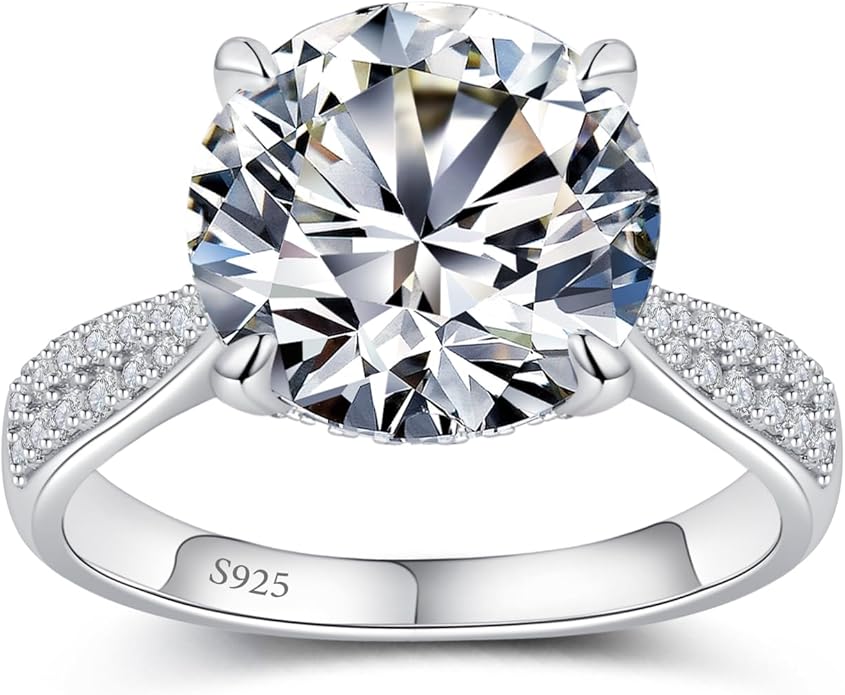 Moissanite Engagement Rings for Women,Promise Rings 925 Sterling Silver with 18K Yellow/White Gold Plated,D Color VVS1 Wedding Band Moissanite Ring 0.5/1/1.5/2/3/4CT