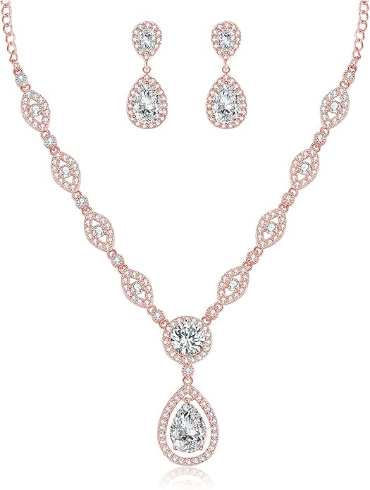 GULICX AAA Cubic Zirconia CZ Silver Plated Base Women's Party Jewelry Set Earrings Pendant Necklace