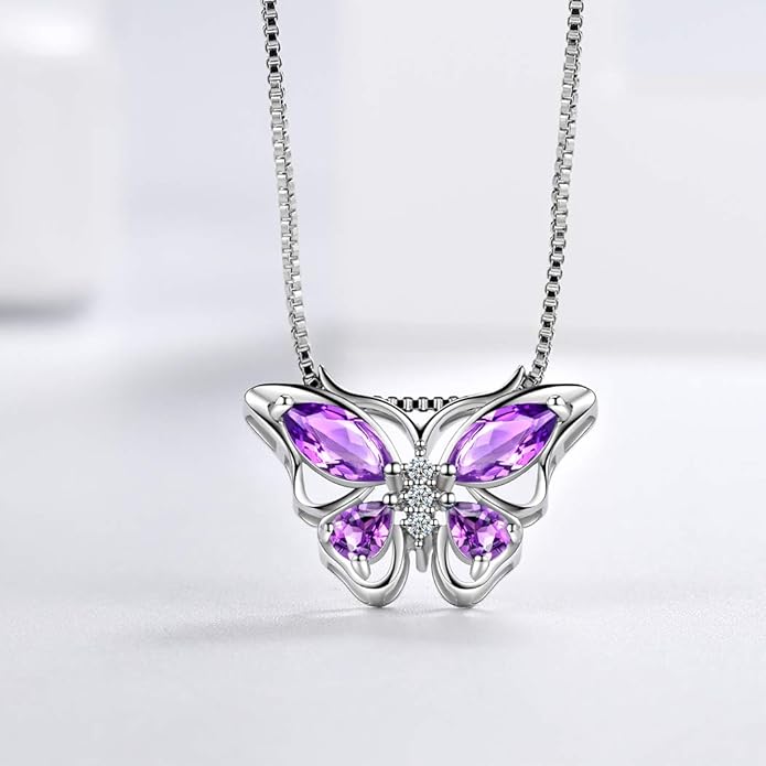 Aurora Tears Butterfly Jewelry,Women 925 Sterling Silver Butterflies Birthstone Pendant Necklace/Earrings/Rings Wedding Gift