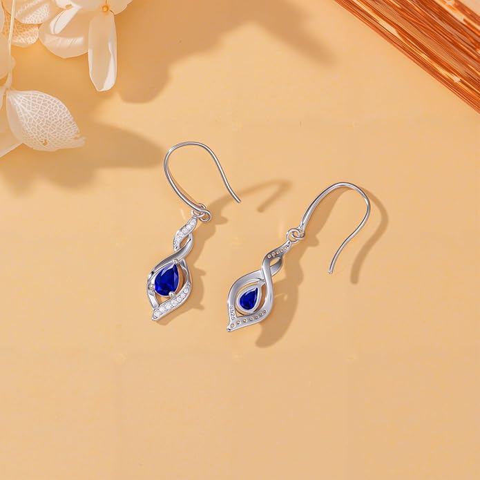 Birthstone Earrings for Women 925 Sterling Silver Infinity Love Jewelry Valentines Day Birthday Gifts for Her Mom Wife Girlfriend