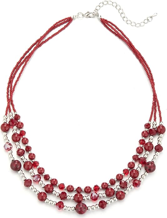 Noessla Beaded Statement Necklaces for Women Layered Chunky Bead Necklace Fashion Costume Jewelry Gifts for Mom