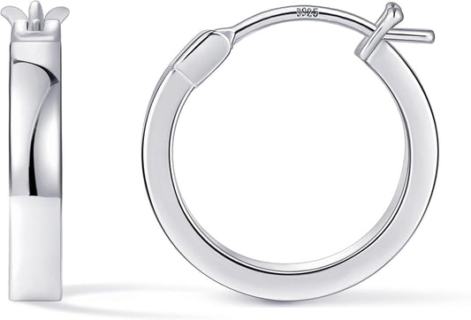 Gacimy Flatted Hoop Earrings for Women 14K Gold Plated with 925 Sterling Silver Post