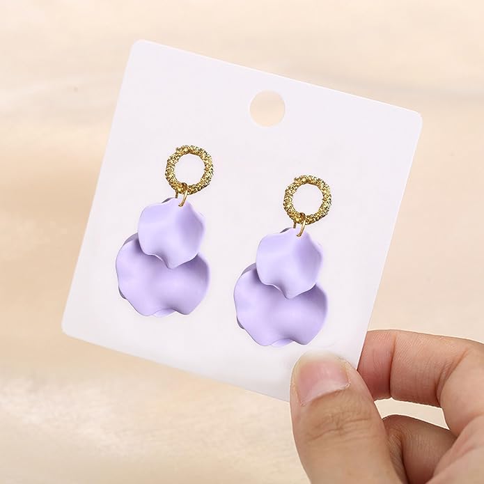 Anmpab Statement Matte Rose Flower Petal Stud Earrings for Women Dangly Floral Petal Earrings Jewelry Accessories Romantic Gifts for Her Women